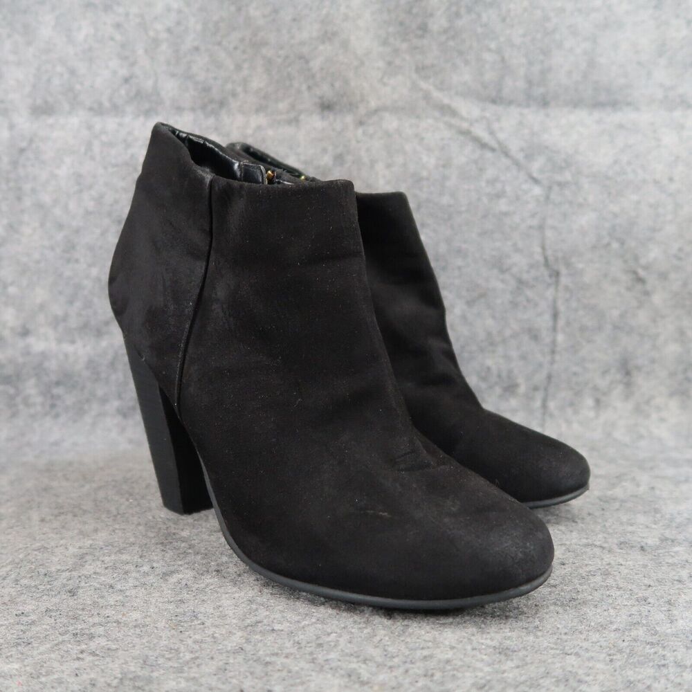 Abound Shoes Womens 7.5 Booties Fashion Classic Black Block Heel Ankle Boot Zip